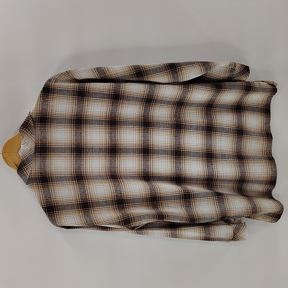 Nasty Gal Button Down Size 6 Oversized Brown And Tan Plaid Long Sleeve - Picture 3 of 3